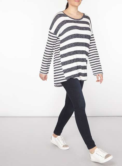 DP Curve Navy and Ivory Stripe Jumper